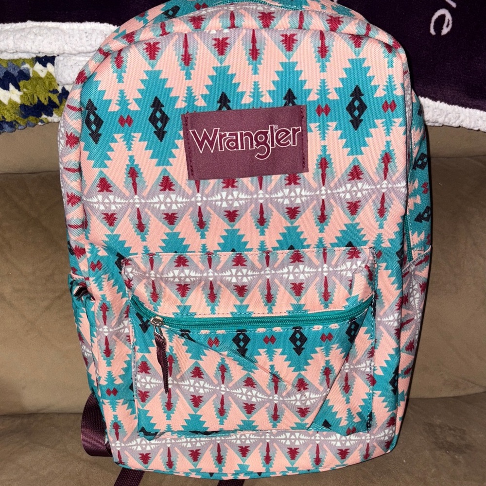 Wrangler Women's Geometric Backpack - Teal and Peach